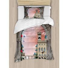 Medieval Castle Balcony Duvet Cover Set