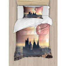 Twin Moons over Planet Duvet Cover Set