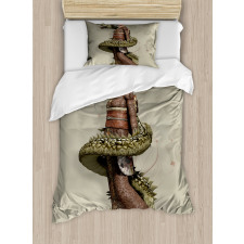 Geisha with Huge Dragon Duvet Cover Set