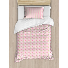 Dots Hearts Checkered Duvet Cover Set