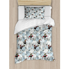 Winter Snow Xmas Doodle Duvet Cover Set