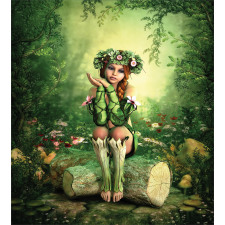 Elf Girl with Wreath Tree Duvet Cover Set