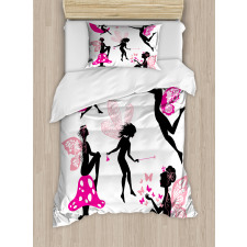 Silhouette of Winged Girl Duvet Cover Set