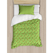 Saxophones on Green Duvet Cover Set