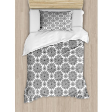 Monochrome Floral Ethnic Duvet Cover Set