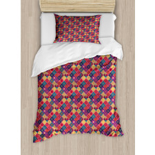 Diamond Squares Pattern Duvet Cover Set