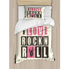 Retro Slogan Grunge Duvet Cover Set