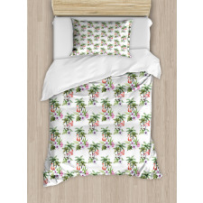 Flamingo Hibiscus Art Duvet Cover Set