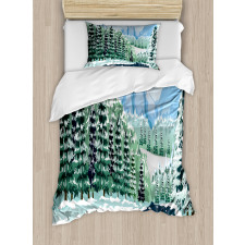 Winter Season Trees Duvet Cover Set