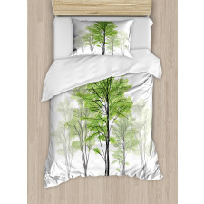 Hand Drawn Nature Motif Duvet Cover Set