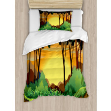 Cartoon Sunset Hills Duvet Cover Set