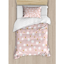 Stars and Clouds Pattern Duvet Cover Set