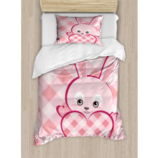 Diamond Shape Bunny Heart Duvet Cover Set