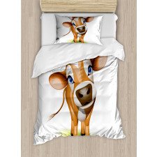 Cow with Blue Eyes Grass Duvet Cover Set