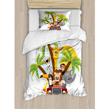 Zebra Toucan Lion Elephant Duvet Cover Set