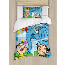 Mischievous Elephant Boy Duvet Cover Set