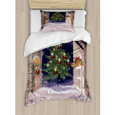 Snowy Streets Carol Duvet Cover Set