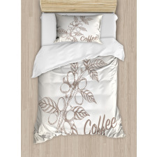 Sketch Style Coffee Duvet Cover Set