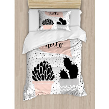 Hand Drawn Plants Hello Duvet Cover Set