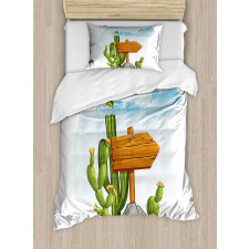 Cartoon Desert Flora Duvet Cover Set