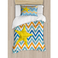 Angled Stripes Starfish Duvet Cover Set