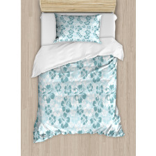 Faded Flower Silhouettes Duvet Cover Set