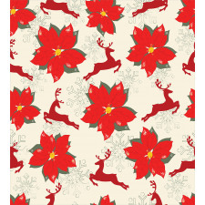 Poinsettia Reindeer Duvet Cover Set