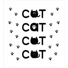 Cat Text with Paw Prints Duvet Cover Set