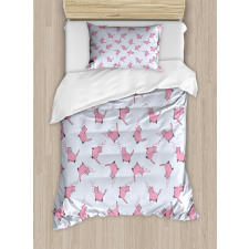 Romantic Pink Kittens Duvet Cover Set