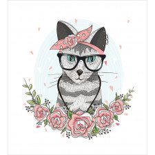 Hipster Cool Cat Portrait Duvet Cover Set