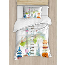 Landmarks Watercolor Duvet Cover Set