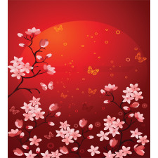 Abstract Sunset and Sakura Duvet Cover Set