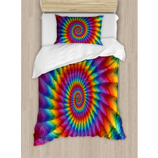 Vibrant Rainbow Spiral Duvet Cover Set