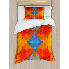 Contemporary Blue Orange Duvet Cover Set