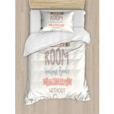 Book Shelf and a Words Duvet Cover Set