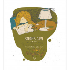 Girl and Cat Sleep on Book Duvet Cover Set