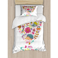 Doodle Springtime Heart Duvet Cover Set