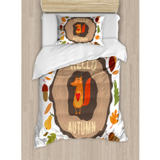 Autumn Theme Vintage Fox Duvet Cover Set