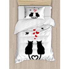 Cats in Love Heart Tail Duvet Cover Set