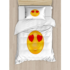 Cartoon Smiley Face Heart Duvet Cover Set