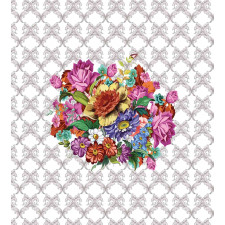 Damask Pattern Bouquet Duvet Cover Set