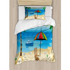 Cartoon Coast Pattern Duvet Cover Set