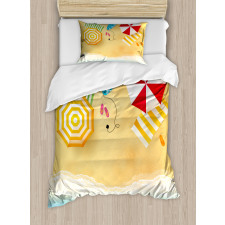 Beach Waves Umbrella Duvet Cover Set