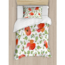 Scattered Buds and Stems Duvet Cover Set