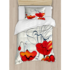 Striped Florets Duvet Cover Set