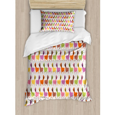 Colorful Puppy Motif Duvet Cover Set