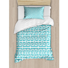 Blue and White Fret Duvet Cover Set