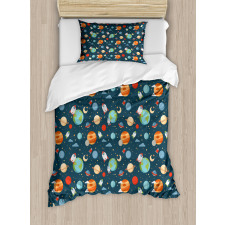 Cartoon Planets in Space Duvet Cover Set