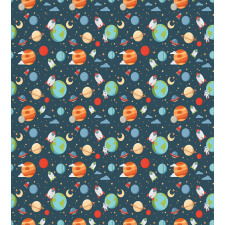 Cartoon Planets in Space Duvet Cover Set