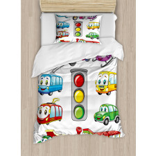 Cheerful Transportation Duvet Cover Set